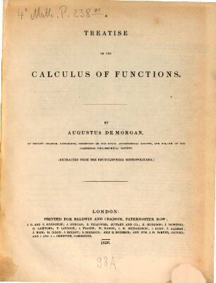 A Treatise on the Calculus of Functions