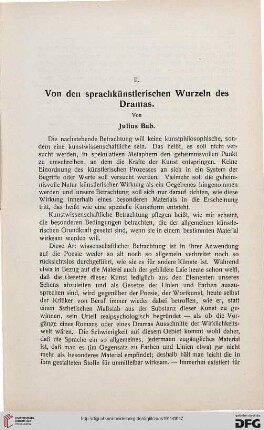 Von den sprachkünstlerischen Wurzeln des Dramas