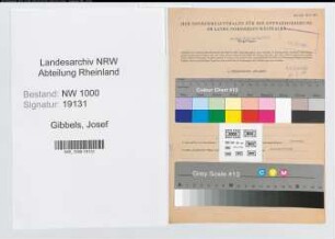 Entnazifizierung Josef Gibbels, geb. 28.01.1894 (Architekt)