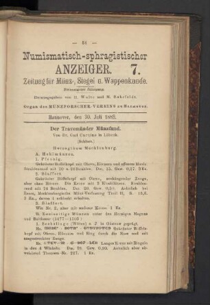 7. 30. Juli 1889
