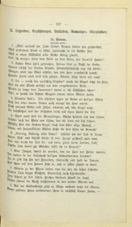 II. Legenden, Erzählungen, Balladen, Romanzen, Rhapsodien