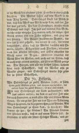 Die 70. Historia. Wie Eulenspiegel zu zwölf Blinden sagte, er hätte ihnen zwölf Gülden geben, und meynte ein jeglicher, der andere hatte die zwölf Gülden; es war aber nichts