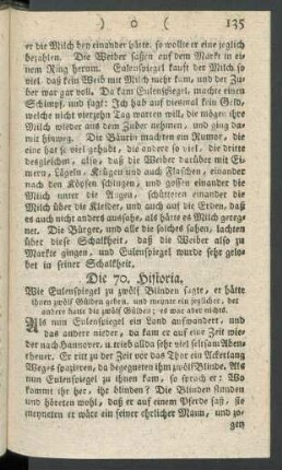 Die 70. Historia. Wie Eulenspiegel zu zwölf Blinden sagte, er hätte ihnen zwölf Gülden geben, und meynte ein jeglicher, der andere hatte die zwölf Gülden; es war aber nichts
