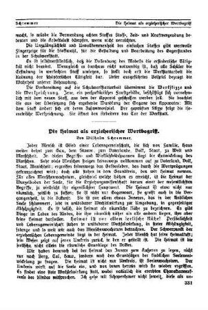 Die Heimat als erzieherischer Wertbegriff