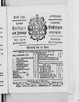 16tes Stück., Ausgabe vom 20. April 1791