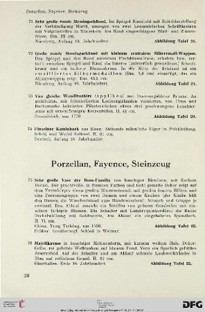 Porzellan, Fayence, Steinzeug (Nr. 75-84)