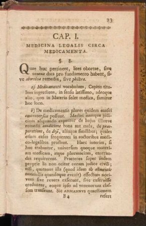 Cap. I. Medicina Legalis Circa Medicamenta