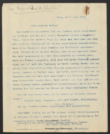 Brief an B. Schott's Söhne : 07.06.1924