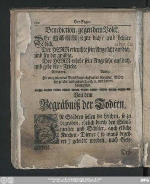 Von dem Begräbniß der Todten.