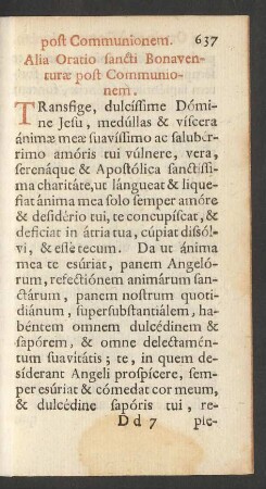Alia Oratio sancti Bonaventurae post Communionem