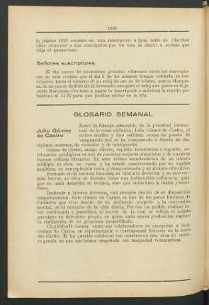Glosario semanal : Julio Gómez Castro