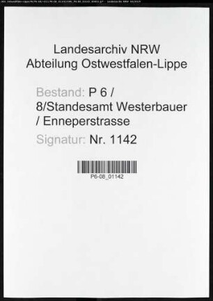 Sterberegister Standesamt Hagen-Enneperstraße (Sitz Westerbauer)