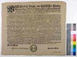 Patent von Friedrich August II. Kurfürst von Sachsen betreffend die Beibehaltung der Verbrauchssteuer