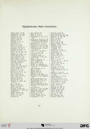 Alphabetisches Maler-Verzeichnis