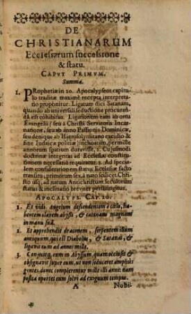 Gravissimae Qvaestionis [Quaestionis], De Christianarum Ecclesiarum, in Occidetispraesertim partibus, Ab Apostolorum Temporibus, ad nostram usq[ue] aetatem, continua successione et statu, Historica Explicatio