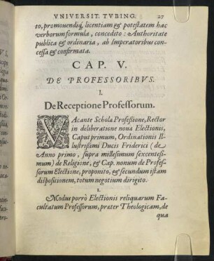 I. De Receptione Professorum.
