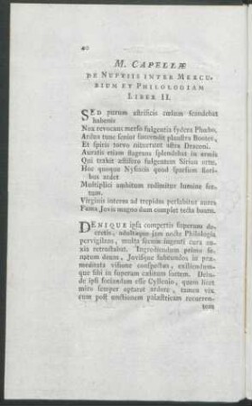 M. Capellae De Nuptiis Inter Mercurium Et Philologiam Liber II.