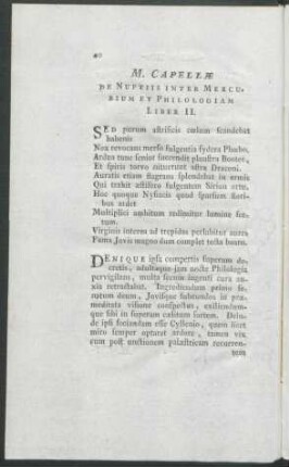 M. Capellae De Nuptiis Inter Mercurium Et Philologiam Liber II.