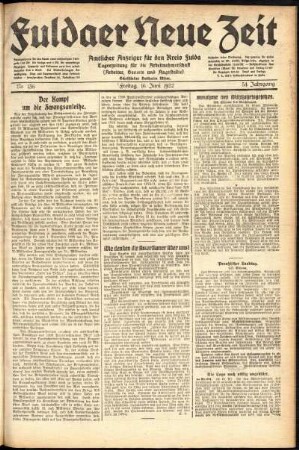 Ausgabe vom Freitag, den 16. Juni 1922.
