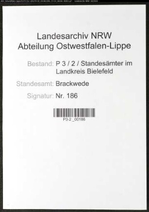 Sterberegister Standesamt Brackwede