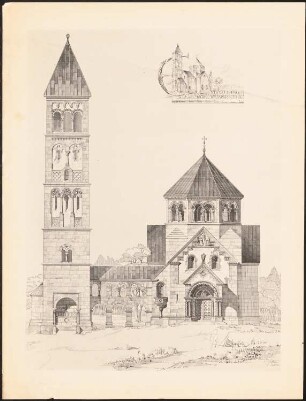 Katholische Wallfahrtskapelle: Perspektivische Ansicht, Ansicht (aus: Drucke von Seminararbeiten der Königlich Technischen Hochschule Berlin, Bd. I)