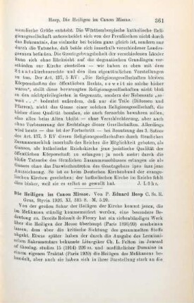 361-362 [Rezension] Hosp, Eduard, Die Heiligen im Canon Missae