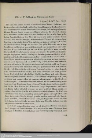 August Wilhelm von Schlegel an Helmina von Chézy, Coppet, 16.11.1809
