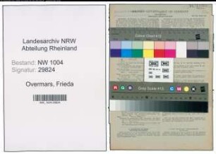 Entnazifizierung Frieda Overmars , geb. 20.12.1889 ()