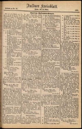 Zweite Ausgabe vom Samstag, den 18. März 1876.