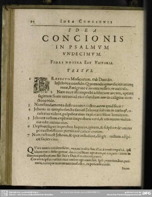 Idea Concionis In Psalmum Undecimum