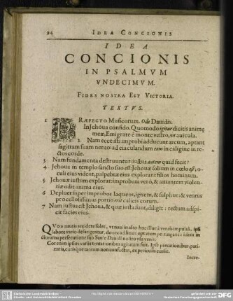 Idea Concionis In Psalmum Undecimum