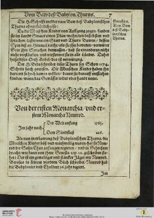 Von der ersten Monarchia/ und erstem Monarcha Nemrod