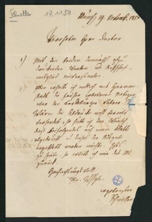 Brief vom 19. November 1851