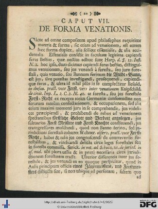 Caput VII. De Forma Venationis.
