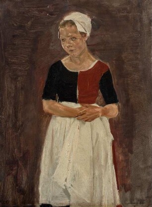 Stehendes Waisenmädchen in Dreiviertelfigur, Blick nach links - Studie zur "Freistunde im Amsterdamer Waisenhaus"
