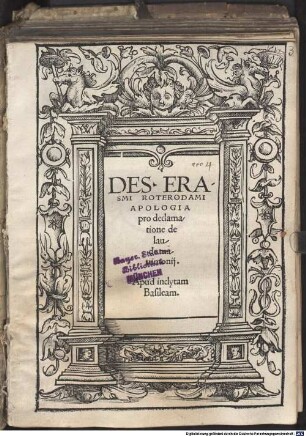 Des. Erasmi Roterodami Apologia pro declamatione de laude matrimonij