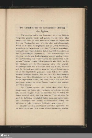 Die Ursachen und die naturgemässe Heilung des Typhus