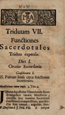 Secessus Triduani Sacerdotales Octo : [... Triduo Expensus à Ven. Clero Stettenii ad Forum frigidum A. MDCCLII. Et Riedöschingae A. MDCCLIII.]. Triduum VII., Functiones Sacerdotis
