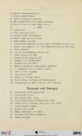 Fayencen und Steingut (Nr. 26-65c)