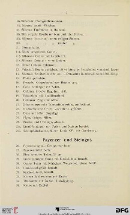 Fayencen und Steingut (Nr. 26-65c)