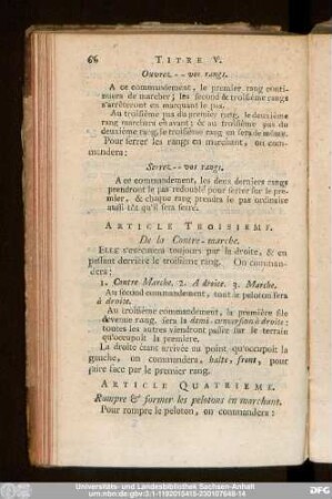 Article Troiseieme. De la Contre-marche.
