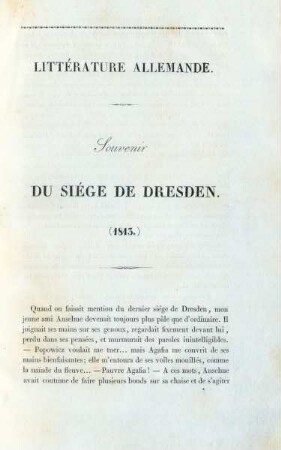 Souvenir du siége de Dresden