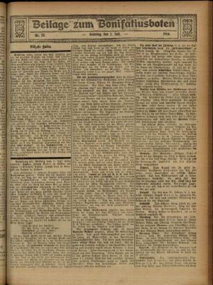 Zweite Ausgabe vom Sonntag, den 02. Juli 1916.