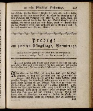 Predigt am zweiten Pfingsttage, Vormittage. - Predigt am 2. Sonntage nach Trinitatis.