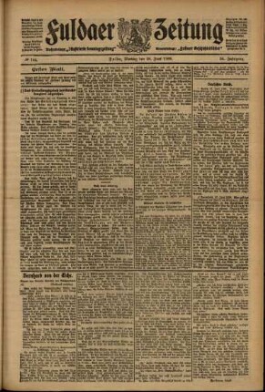 Erste Ausgabe vom Montag, den 28. Juni 1909.