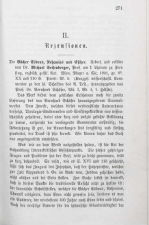 271-272 [Rezension] Seisenberger, Michael, Die Bücher Esdras, Nehemias und Esther