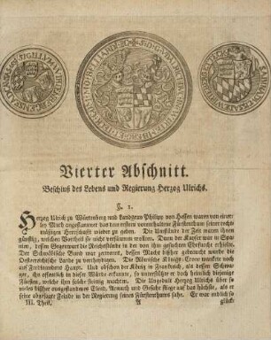 Vierter Abschnitt. Beschluß des Lebens und Regierung Herzog Ulrichs.