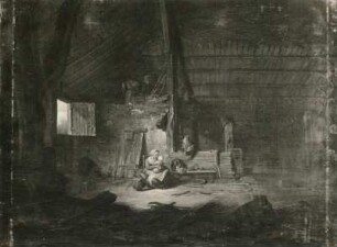 Familienszene auf der Tenne : Ostade, Adrian van: Familienszene auf der Tenne. Öl auf Leinwand; 56 x 42,5 cm. Dresden: Staatliche Kunstsammlungen, Gemäldegalerie Alte Meister Inv. S 250