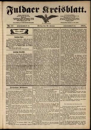 Erste Ausgabe vom Freitag, den 22. Januar 1904.