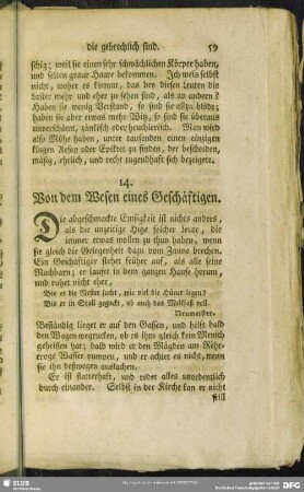 14. Von dem Wesen eines Geschäftigen